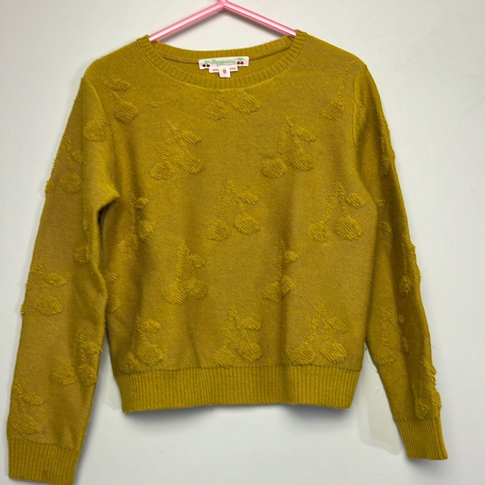 Bonpoint mustard yellow cherries sweater